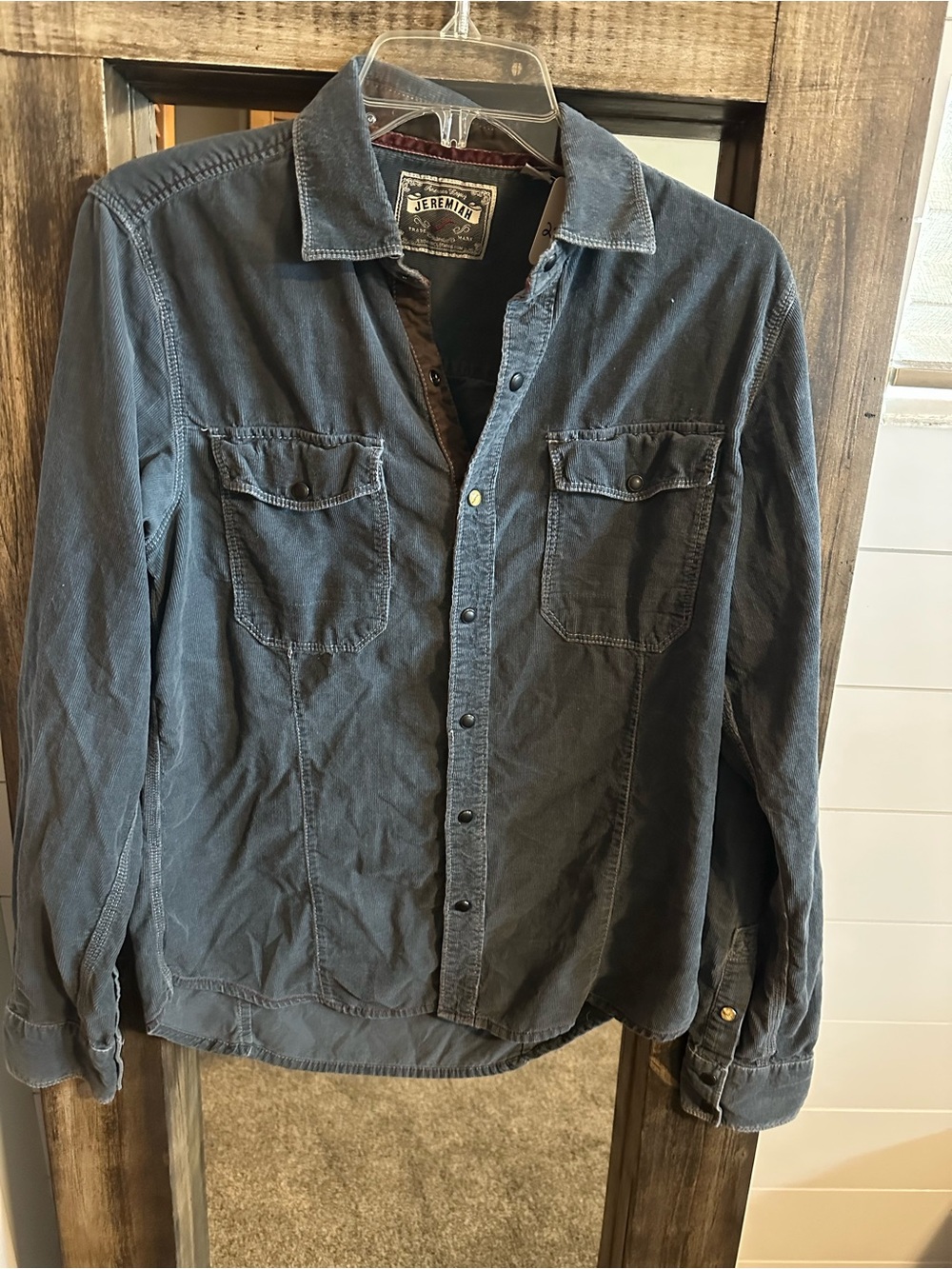 Jeremiah Small Women’s Cotton Corduroy Western Pearl Snap Shirt Blue Cowgirl